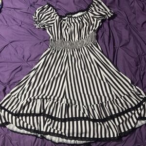 Scarlett Black and White Striped Strapless Dress